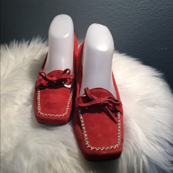 Franco Sarto Shoes - Franco Sarto Red Suede Cream Top-Stitching Shoes